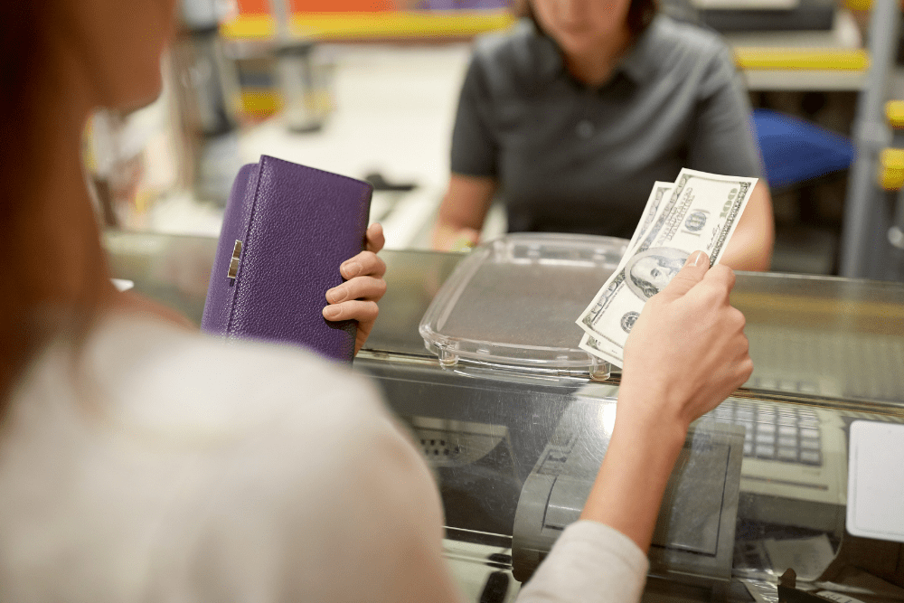 Paying money to a clerk
